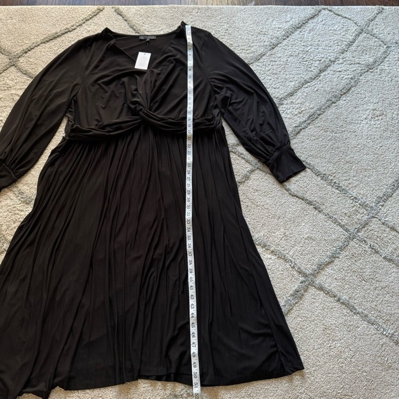 Eloquii Knot Front Pleated Skirt Dress Black Stretch Knit Jersey 28 new - Picture 8 of 11